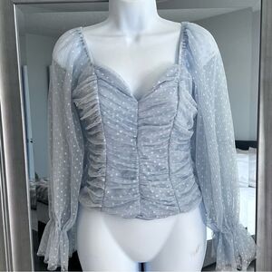 MADI MASE Blue Bordeaux Corset Long Sleeve Cinderella Top Size M